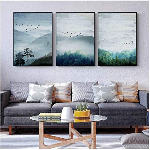 Peinture sur toile paysage forestier pour habiller un grand mur vide et triste de salon