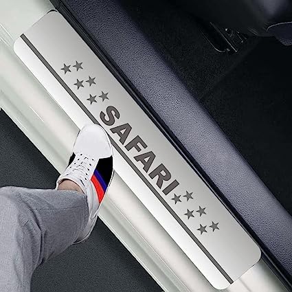 Image of AC Door Sill /Foot Step Stainless Steel Scuff Plate Plates Compatible with Tata New Safari 2021-2023(Set of 4 Pcs)