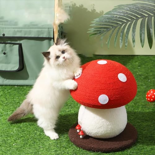 Mushroom cat Scratcher, Cute Cat Scratching Post, Durable Sisal Rope Cat Scratching Board, Kitten Tree, Cat Toy for Cats to Play and Care for Their Claws, No Assembly Required