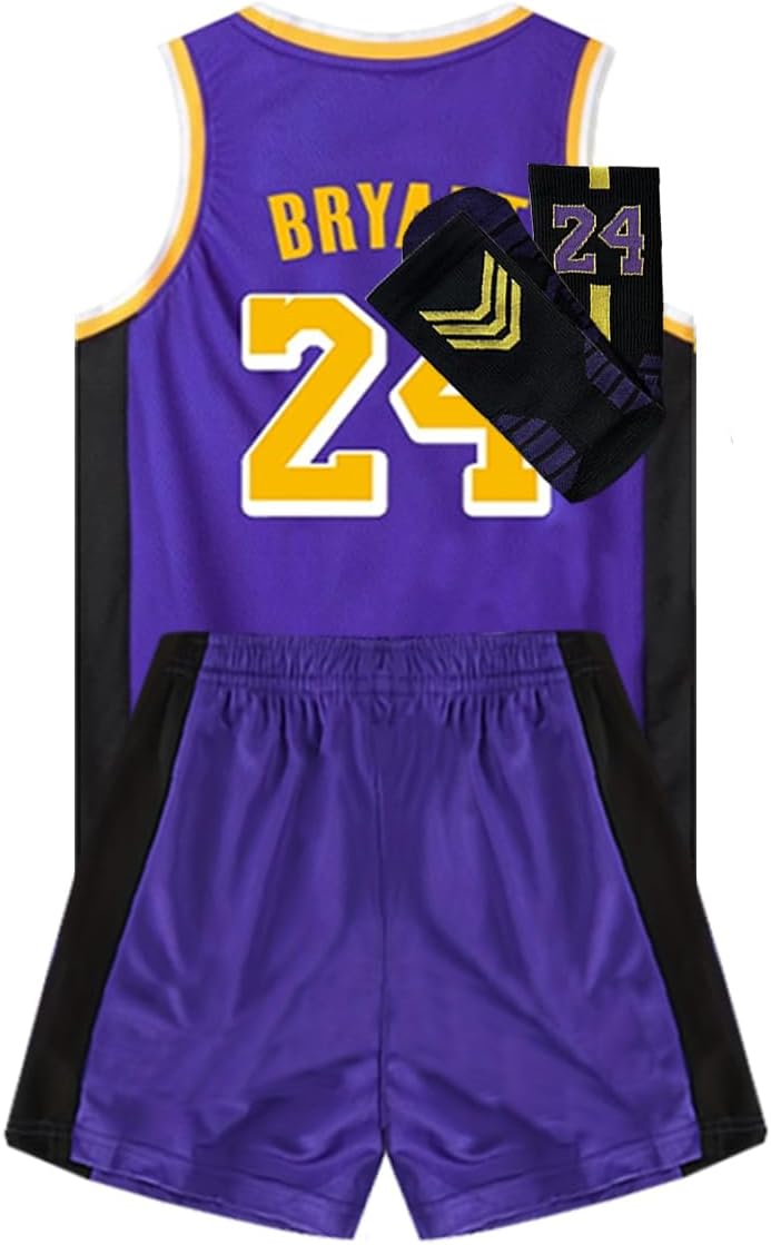 Kids Basketball Jerseys Uniform Set for Boys Girls Youth Basketball Jersey Tank Top+Shorts+Socks 3 Piec Gifts