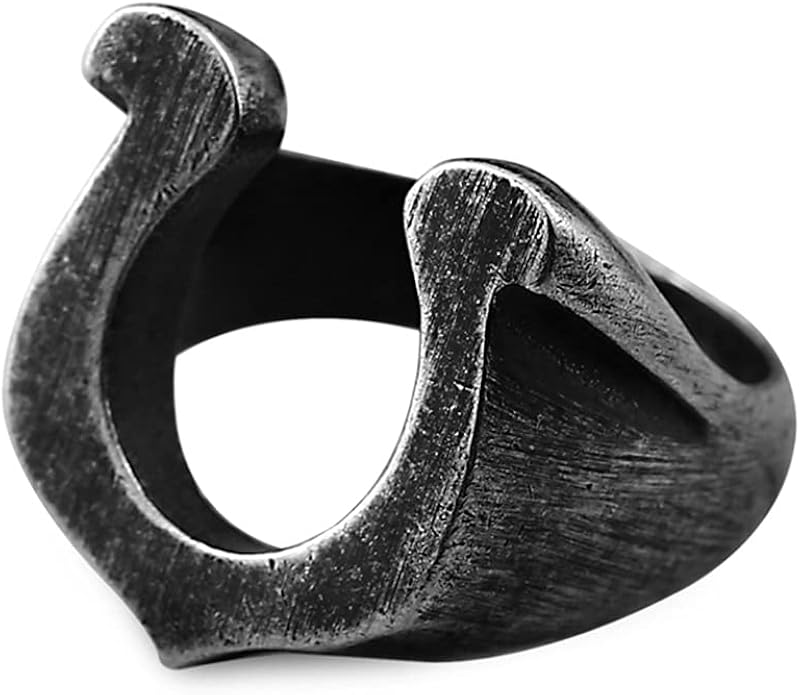 DFWY Anillo Nórdico Vikingo Herradura para Hombres, Acero ...