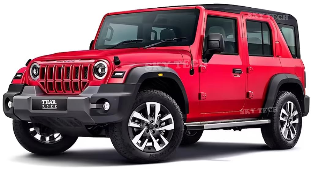 Umadiya® Mahindra Thar Roxx Jeep SUV Car 1:28 Scale Model Car Exclusive Alloy Metal Pull Back Die-cast Diecast Metal Pullback Toy Openable Doors & Light Music Best Gifts Kids【Colors as Per Stock 】