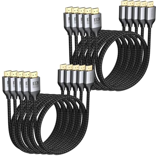 Vorothin HDMI Cable 3.3 FT 10-Pack, High Speed 8K HDMI Computer Monitor TV Cable with eARC/ARC CL3 Rated Cord 48Gbps with 8K@60Hz, 4K@144Hz/120Hz, HDR10+, HDCP 2.2/2.3 for All HDMI Devices