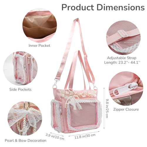 Bolso crossbody con volante y encaje para mujer miniatura 4