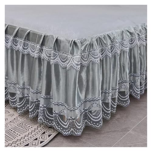 Falda de cama de encaje 180x200 protector colcha cubierta sábana 4