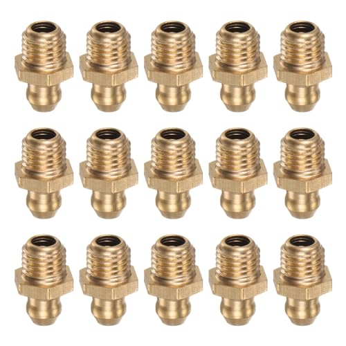 Image of HARFINGTON 15pcs Brass Straight Grease Fitting 5 /16 inch-24 SAE Thread Hydraulic Grease Nipple Accessories for Car