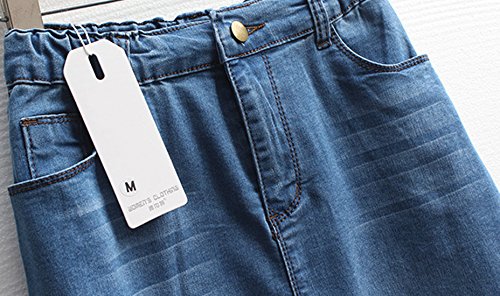Chouyatou Women'S Casual Stretch Waist Washed Denim A-Line Maxi Skirt thumb #2