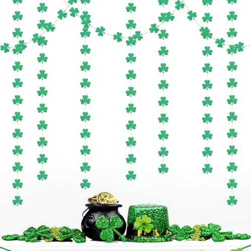 Image of St-Saint Patricks-Day Decorations Shamrock Green-Garland - 35ft St. Patrick's Day Decorations Hanging Decoration Streamers Banner, Baby Birthday Irish Party Decor Accessories Panduola