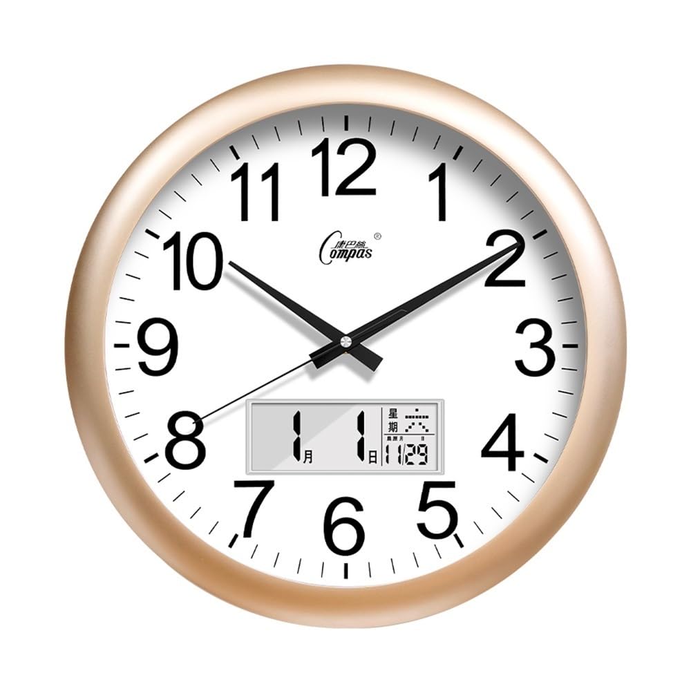 wanduhren 38 cm leise Wanduhr for das Wohnzimmer mit Datum, Moderne minimalistische nordische kreative Quarzuhr for Zuhause
