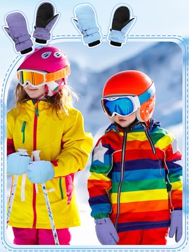 Image of SATINIOR Kids Snow Mittens Waterproof Winter Ski Gloves Warm Thicken Snow Gloves for Girls Boys