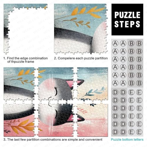 Rompecabezas de 1000 piezas Joyful Kitten, juego de lógica de 52x38cm para adultos 6
