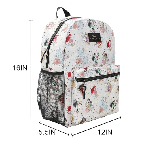 Disney Princess Characters All-Over Print 16" White Backpack4
