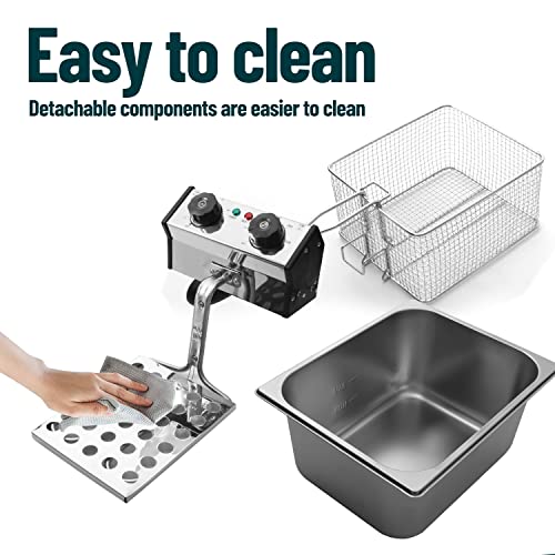 WantJoin Commercial Deep Fryer with Glass Window 3200W 12L/12QT Stainless Steel Dual Tank