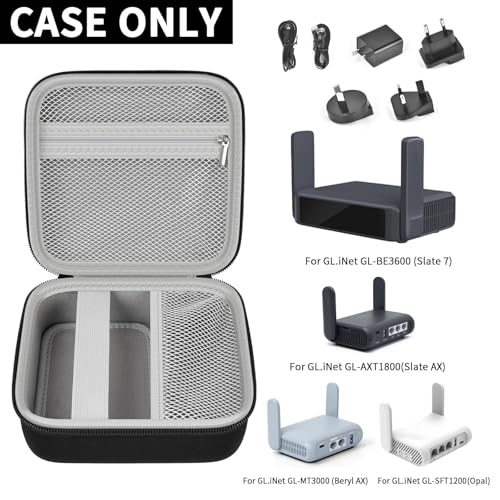 Image of Case Compatible with GL-BE3600 /MT3600BE /SFT1200 / MT3000 / AXT1800 / MT1300 for Glinet Travel Router for Hotel WiFi, Portable Router Storage Holder for Gl.inet Slate 7 Router Accessories(Box Only) -Black