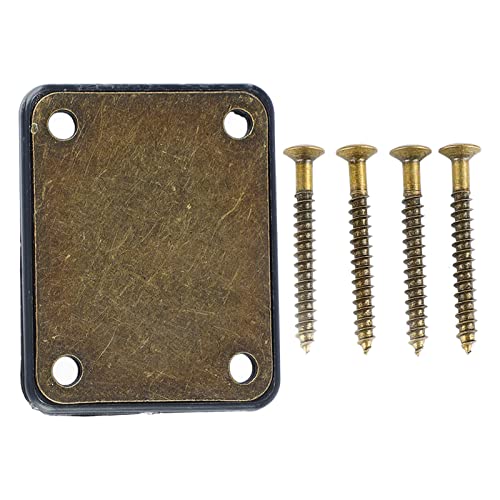 Generic Electric Guitar Bass Neck Plate, Electric Guitar Metal Neck Plate Shiny Bronze Finish Stylish Touch 4 Holes Improve Resonance with Screws for Instrument, Generic4gis6vaqg0