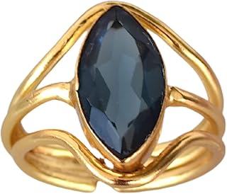 Veracity Jewelry Blue Iolite Rings For Women - September Birthstone 18K Gold Plated Rings For Women - Handmade Gift Jewelry Blue Iolite Best Selling Designer Gift Rings for Girls - Bridesmaid Jewelry Blue Gemstone Women's Jewelry Rings - VR-156