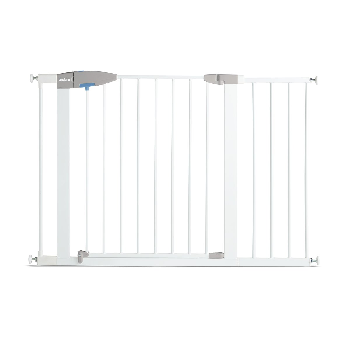 Munchkin Lindam Sure Shut Porte Türschutzgitter mit Druckbefestigung ohne zu Bohren-Weiss-Verstellbreite 110-117 cm, (Treppengitter + 28cm + 7cm Verlängerung)