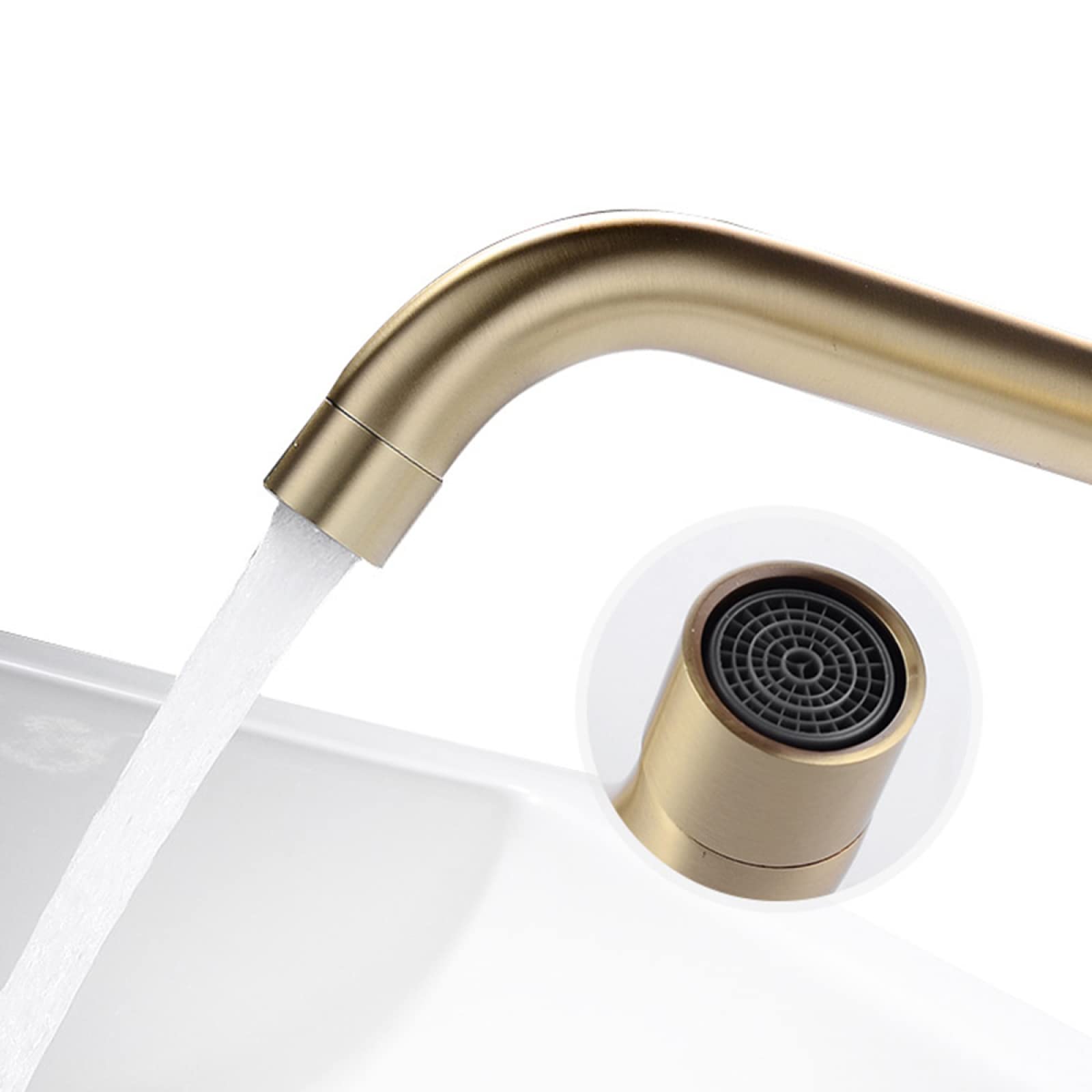 Grifo Lavabo Empotrado,Grifo de Pared para Lavabo Latón,Grifo de 2 Palanca Mezclador de Lavabo,Grifo Empotrado de Lavabo,Agua Fria y Caliente Disponible,Antiguo