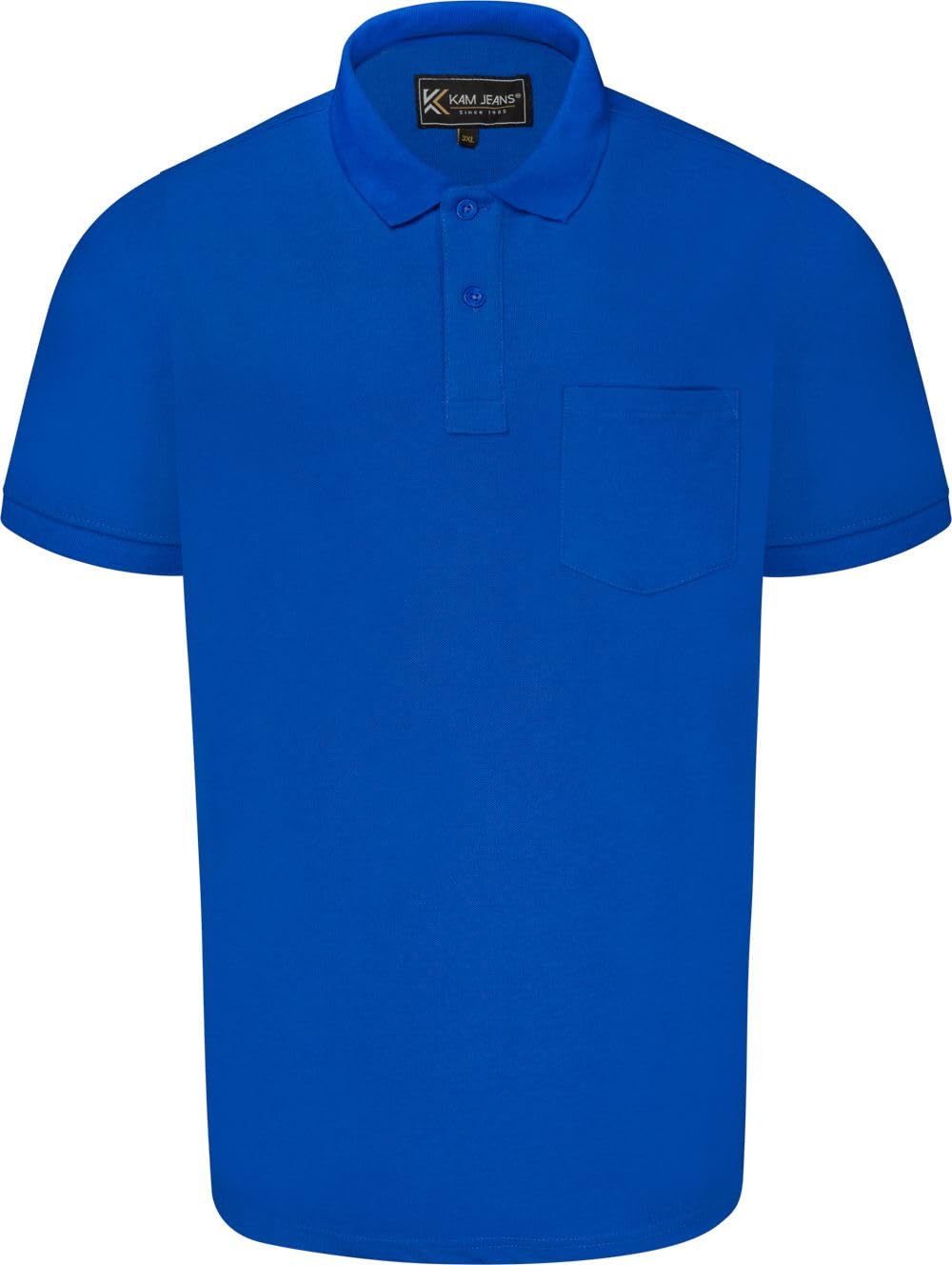 Kam Men's Blue Jeanswear Essential Ss Polo Shirt With Pocket - 4XL
