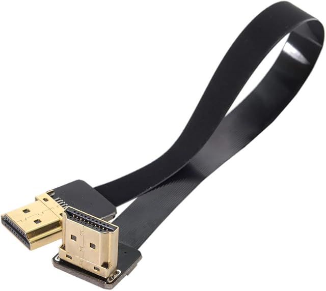 Cablecc CYFPV FPV HDMI Male to Up Angled 90D HDMI Male HDTV FPC Flat Cable for FPV HDTV Multicopter Aerial Photography (20cm)