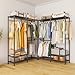 Heavy Duty Garment Rack, 3 Tiers Metal Adjustable Wire Shelves Closet Organizer and Storage Wardrobe Clothing Rack for Hanging Clothes with 2 Hanger Rods, Max Load 800LBS, Black