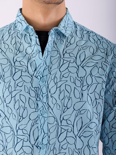 Image of The Indian Garage Co Men Cotton Regular Fit Full Sleeves Spread Collar Casual Shirt