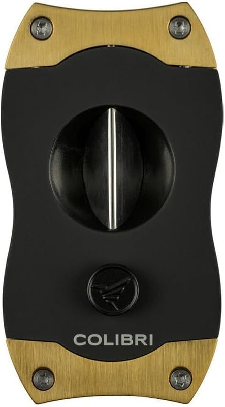 Colibri Premium V-Cut Cigar Cutter - Ergonomic Stainless Steel Spring-Loaded Blade, Ideal for up to 60+ Ring Gauge - Gift for Cigar Enthusiasts (Brushed Gold)