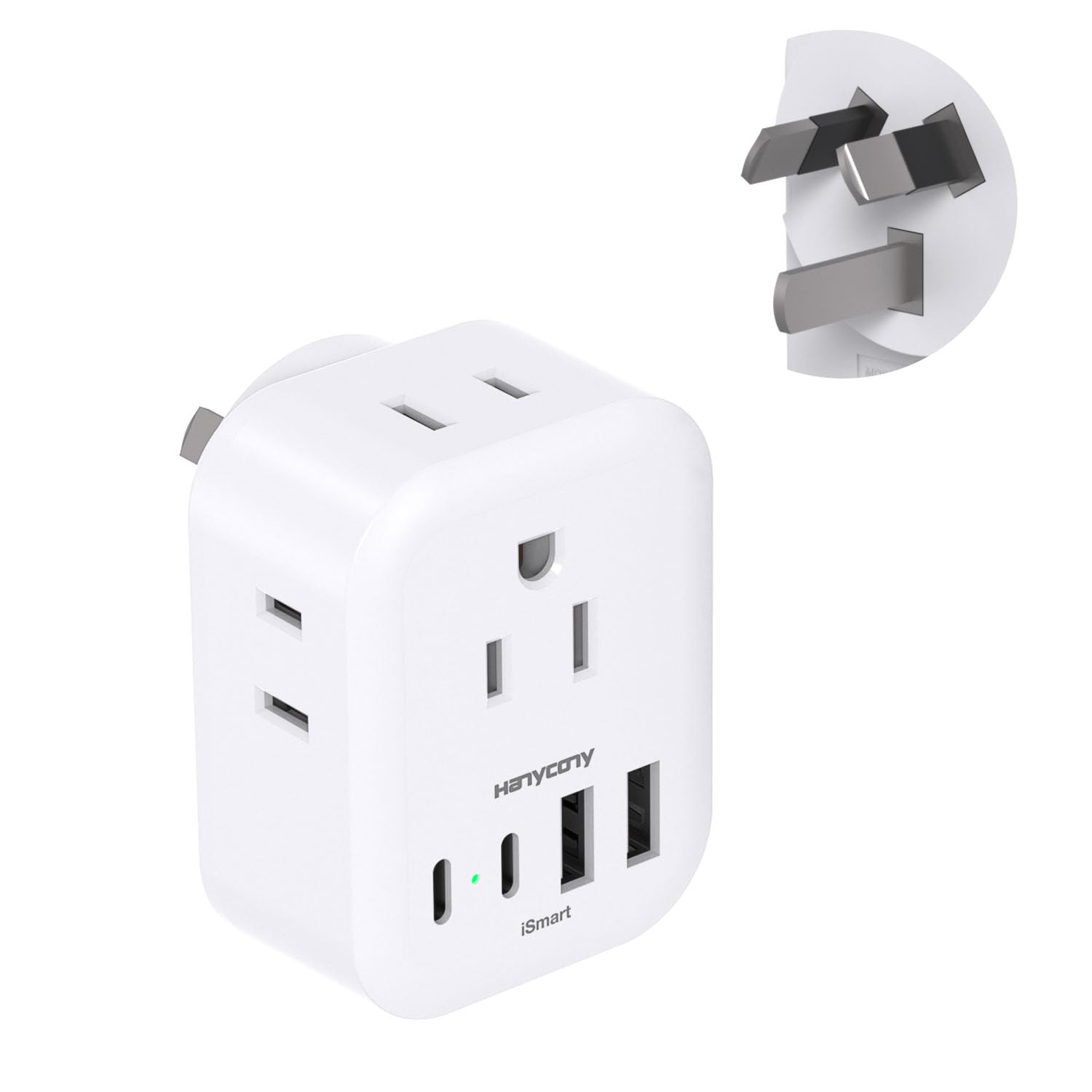 US to Australia Plug Adapter, New Zealand Power Adapter, Type I Plug Adapter with 4 Outlets 4 USB Ports(2 USB C) for USA to Australia AU China Argentina Fiji Cruise Travel Adapter Must Haves