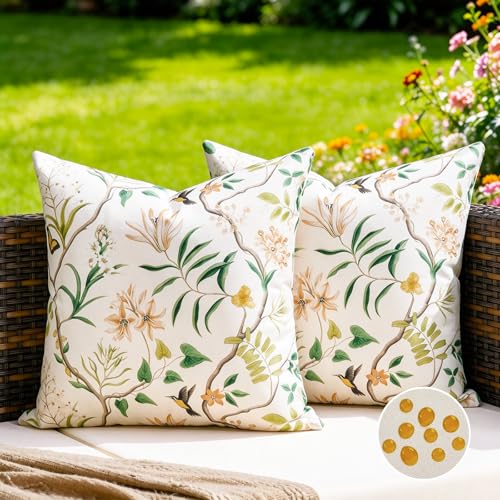 Taie d'oreiller 40x40 Imperméable pour Extérieur, Housse Coussin Motif Plantes, Oiseaux,...