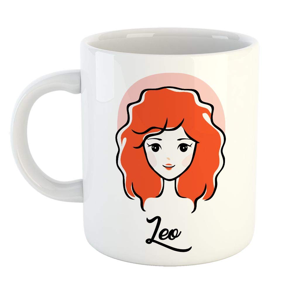 FurnishFantasy Ceramic - Leo Zodiac Sign Coffee Mug for Family and Friends - White (0471)
