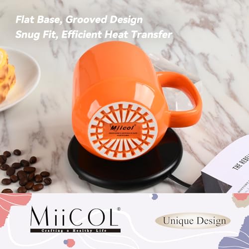 Miicol Keramik-Kaffeebecher, 16 oz großer Kaffeebecher, Teebecher mit Griff, Flachboden-Becher für Damen und Herren, Büro… – Ansicht 6