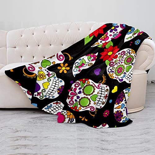 Couverture polaire de luxe motif crânes en sucre plaid doux - 5