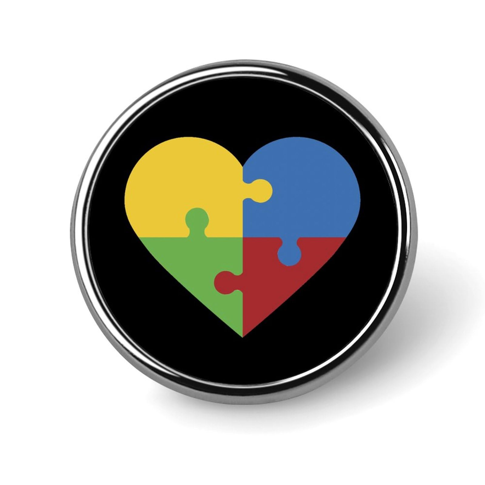 Autism Awareness Month Heart Pattern Pins Round Buttons Brooches Enamel Lapel Pin Party Supplies Decor Badges for Hats Clothes Bags