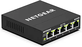 NETGEAR Switch De Rede Gerenciado Gigabit Ethernet De 5 Portas (Gs305E) - Montagem Em Mesa Ou Parede, Hub De Rede Doméstica, Divisor Ethernet De Escritório, Operação Silenciosa