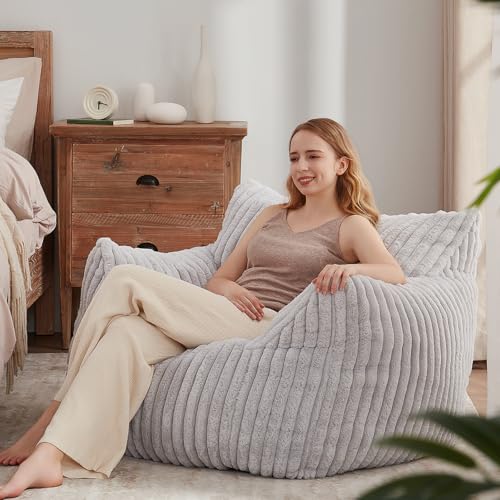 Achicsofar Large Fuzzy Bean Bag Chair with Armrests