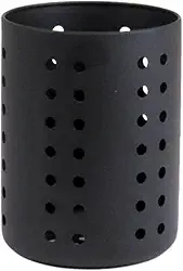 Porta Utensílios De Cozinha 10cm x 12,5cm Escorredor De Talheres Suporte De Talheres Em Inox Redondo Organizador De Pia Suporte Vazado Para Espátulas Colheres Conchas (Preto)