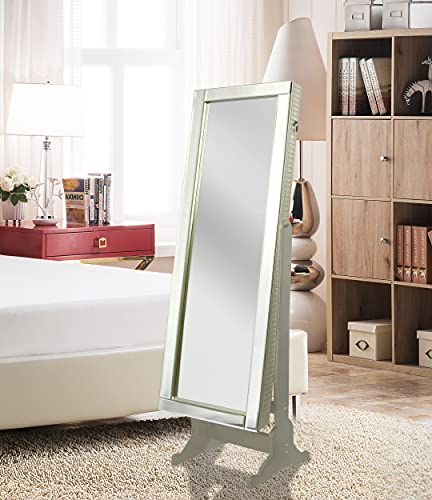Iconic Home Glam Contemporary Royal Champagne Mirror-Border Cheval Mirror Jewelry Armoire