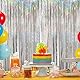 2 Stück Lametta Worhänge Glitzer, Folie Fransenvorhang, Glitzervorhang Lametta, Fransenvorhang Fenster, Vorhänge Geburtstag, Luftschlangen Deko für Hochzeit, Neujahr, Party (Silber)