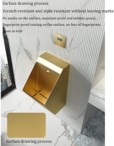 Wall Mounted Urinal 304 Stainless Steel urinals, Induction Drainage Public Toilet urinals, Commercial Washout Urinal,Urinal Funnel Toilet Bathroom Accessory for Home(Black-A)