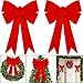 TURNMEON 2 Pack 12' x 18' Large Christmas Bows Decorations, Christmas Buffalo Plaid Bows for Wreath Garland, Christmas Tree Topper Ornaments Xmas Outdoor Indoor Home Party Decorations (Red)