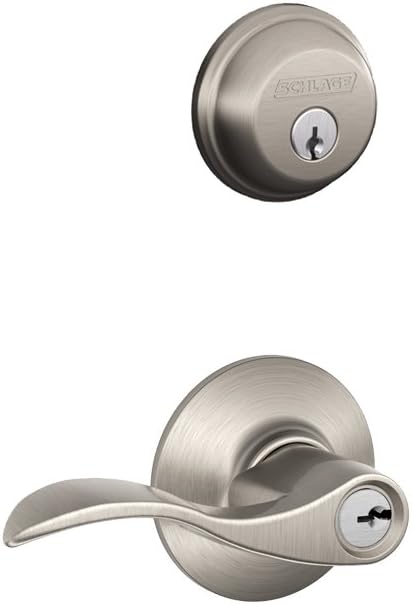 FB50 V Acc 619 Single Cylinder Deadbolt and Keyed Entry Accent Lever, Satin Nickel