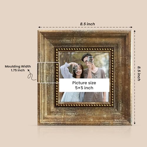 Image of Art Street Elegant Table Photo Frame for Tabletop With Back Stand, 5x5 Inch Photo, Decorative Frames Perfect for Home Decor, Unique Gift Idea, Durable, Birthday, Wedding, Return Gift (Rust Gold)