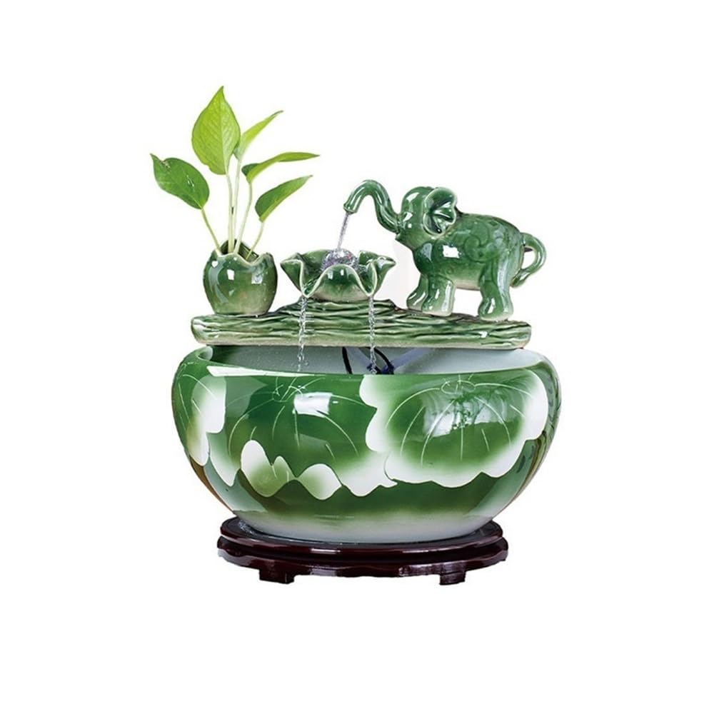 ZTHYSHOZ Tabletop Fountain Waterfall Ceramic Tabletop Fountain Automatic Flowing Fish Tank for Indoor and Home Decoration(Large)
