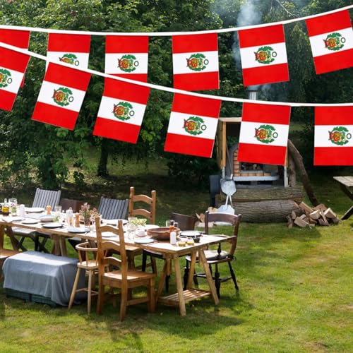 Image of Peru Flags Peruvian String Flag Banners for Patriotic Events Independence Day Sports Bars Inside Outside Decorations 33 Feet 30 Flags