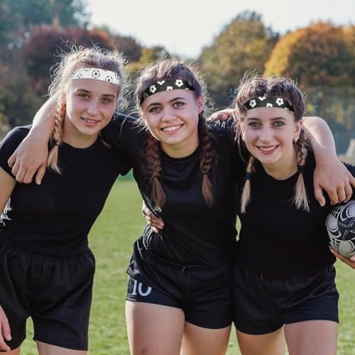 4 Pcs Football Headbands for Girls, Adjustable No Slip Sport Head Bands, Thin Athletic Stretch Elastic Headband Set, Sports Hair Band Accessories4