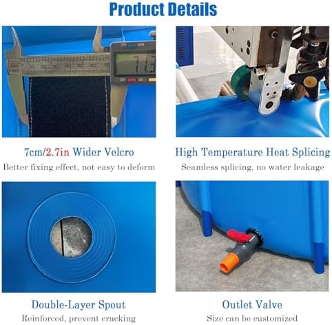 Heavy Duty 2/2.6/3.3/4 Foot Deep Round Above Ground Swimming Pool Set - Durable Family Outdoor Pool with Repair Patch, Hard Plastic Bathing Tub (7065L/1866GAL - 3X1M)