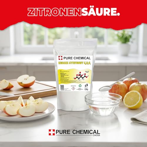 CHOSA Zitronensäure Pulver 0,5kg - 100% Reines -vielseitiger Entkalker & Haushaltsreiniger -ideal zum Putzen, Entkalken & Kochen