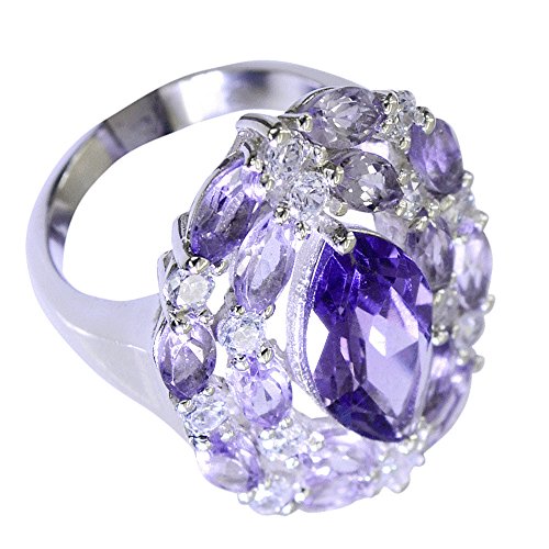 Bague améthyste naturelle et argent 925 massif style marquise