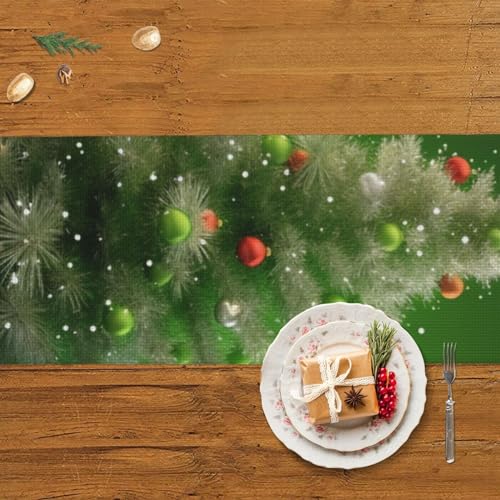 Chemin de table Noël rustique avec pompons déco table sapin 152cm - 6