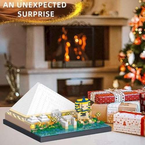 Image of Kawaii Kart Architectural Wonders Great Pyramids of Giza Monument Building Blocks 1600+ Pieces Mini Bricks Set, Architecture Educational Construction Learning Brick STEM DIY Collectible Toy